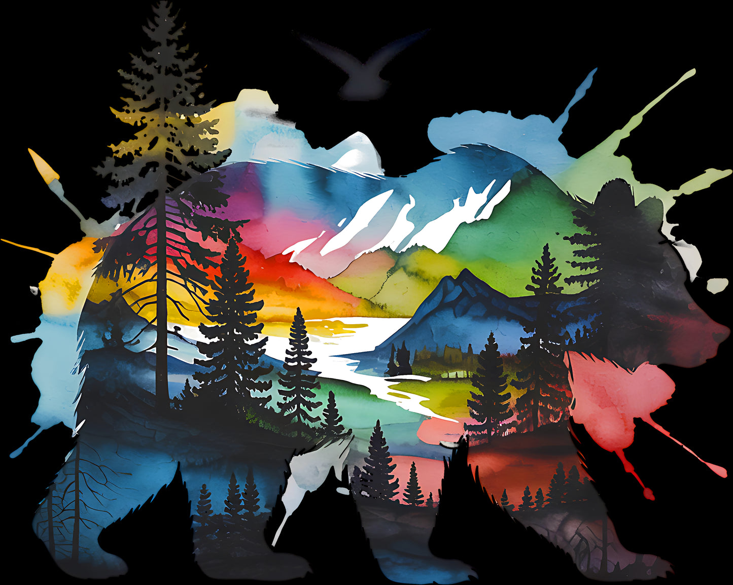 DTF Transfer – Bear Water Color Multi Sizes (AN-BR001)