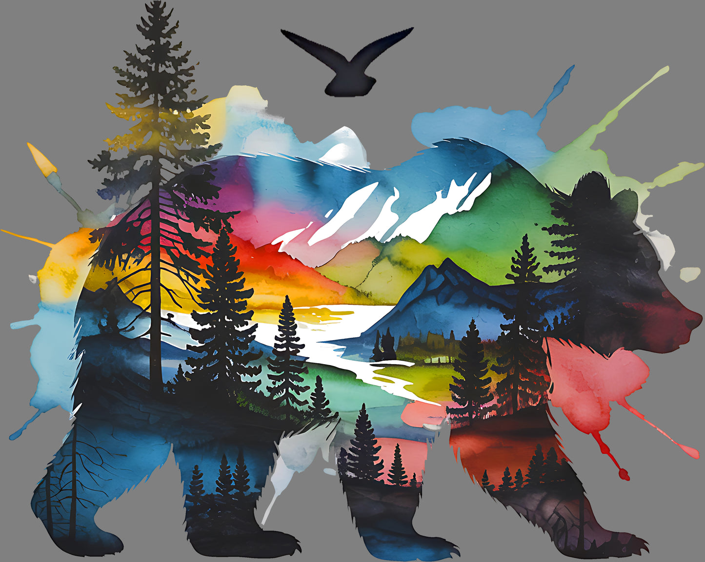 DTF Transfer – Bear Water Color Multi Sizes (AN-BR001)