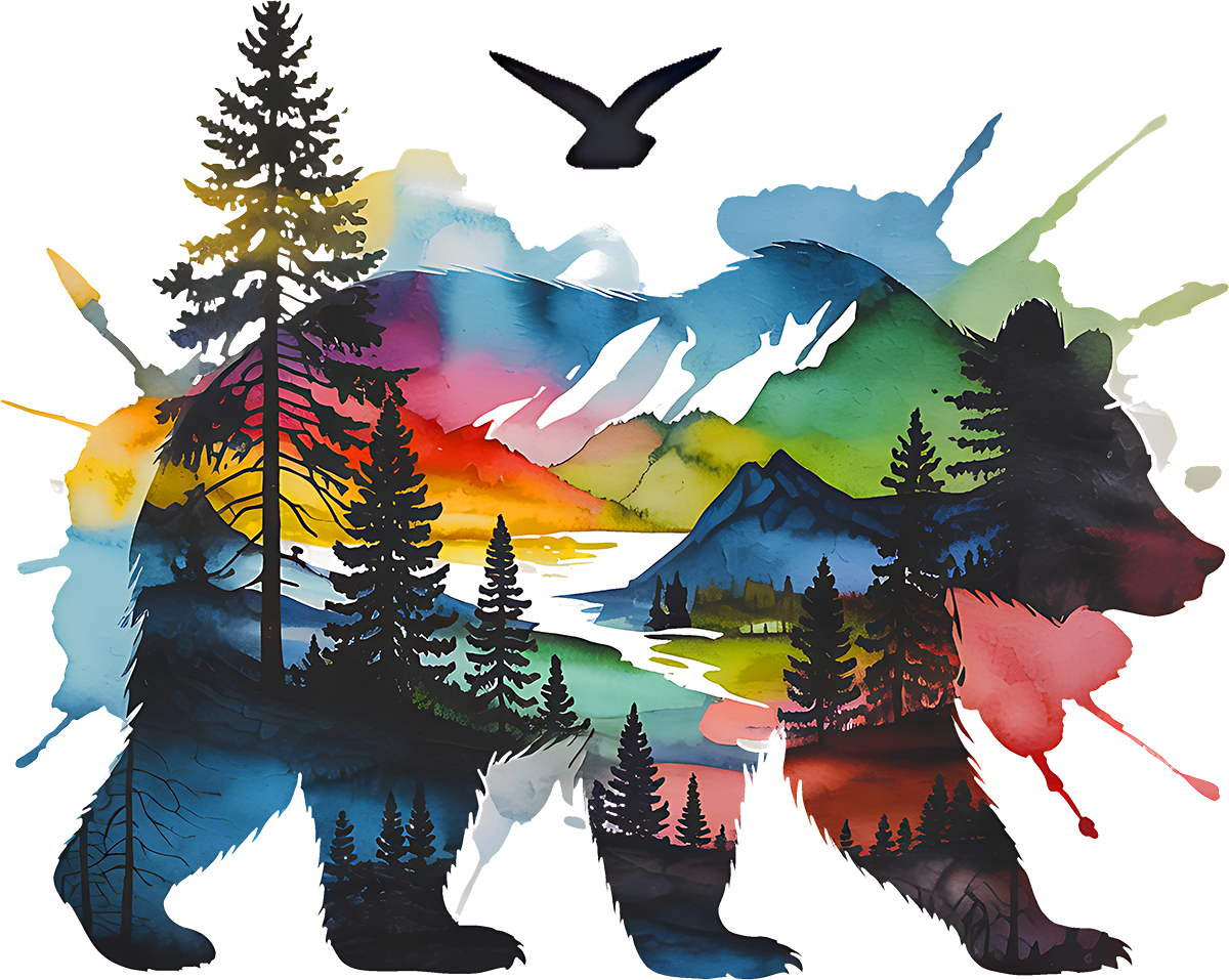 DTF Transfer – Bear Water Color Multi Sizes (AN-BR001)