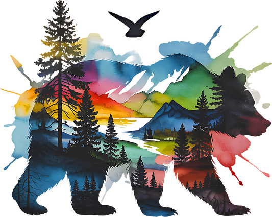 DTF Transfer – Bear Water Color Multi Sizes (AN-BR001)