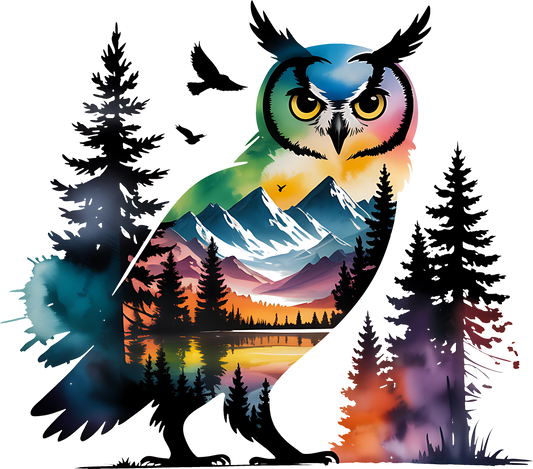 DTF Transfer – Owl Water Color Multi Sizes (AN-OW002)