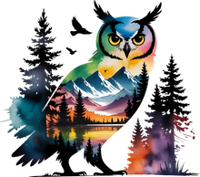 Load image into Gallery viewer, DTF Transfer – CP Owl Water Color Multi Sizes
