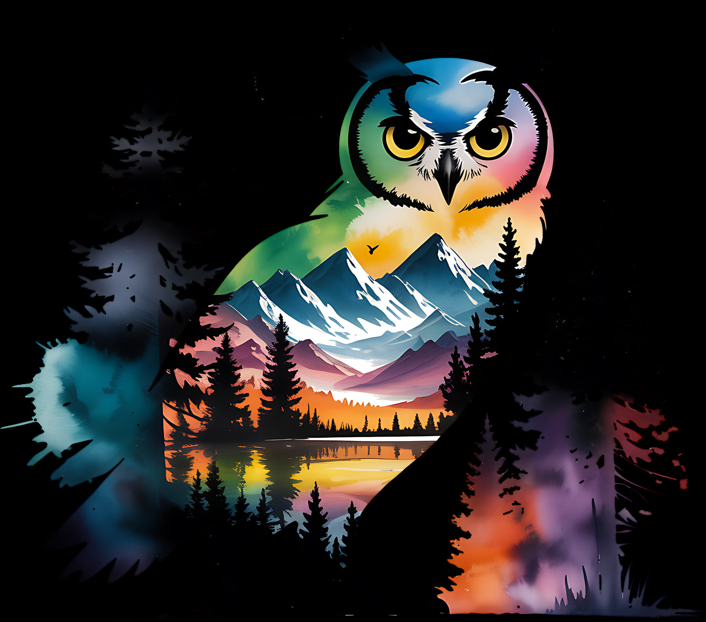 DTF Transfer – Owl Water Color Multi Sizes (AN-OW002)