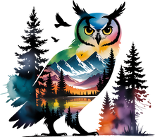 Load image into Gallery viewer, DTF Transfer – CP Owl Water Color Multi Sizes
