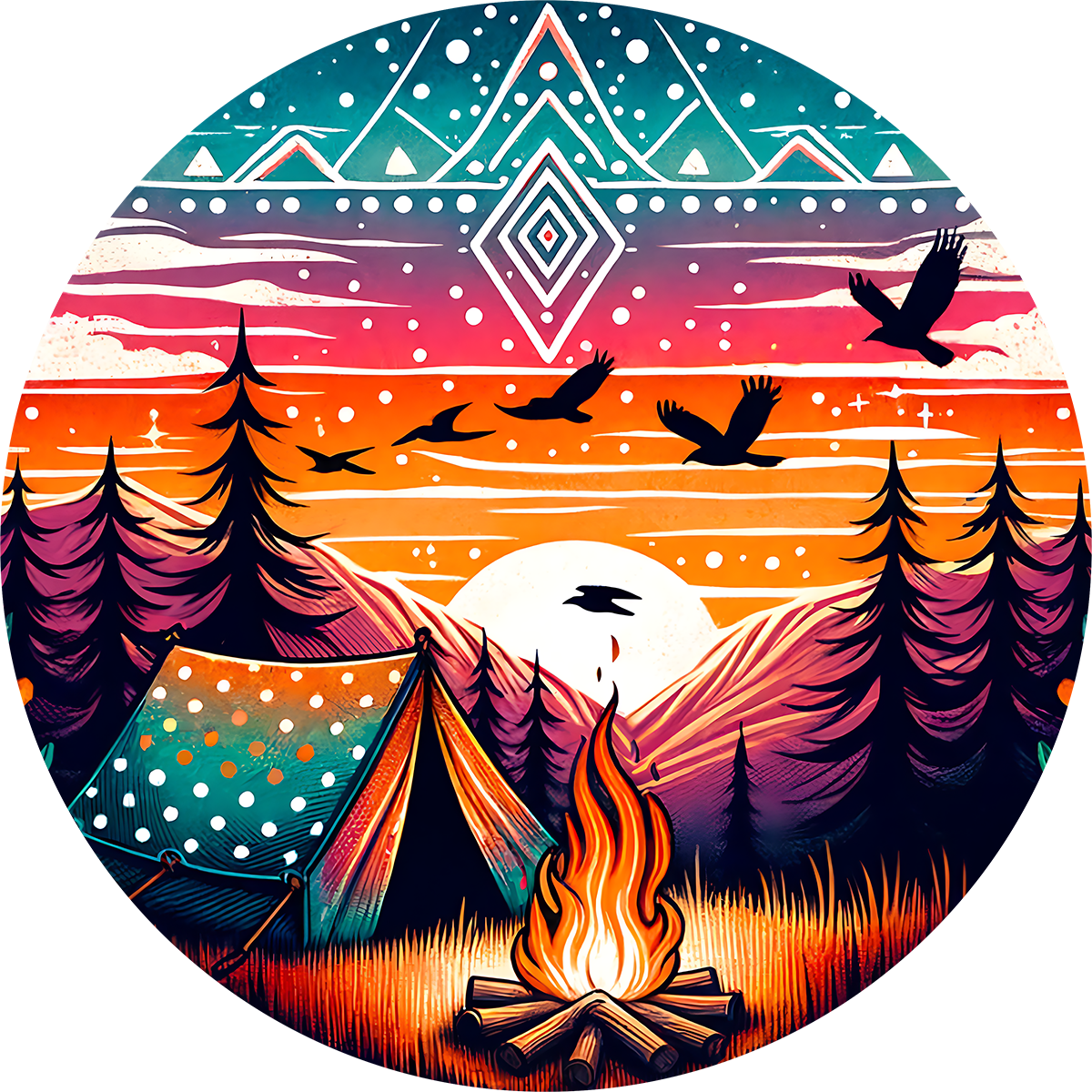 DTF Transfer – CR Camping Scene Multi Sizes