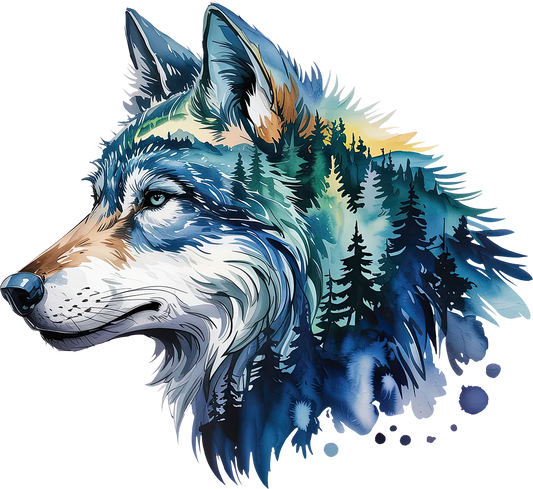 DTF Transfer – CU Wolf Water Color Multi Sizes