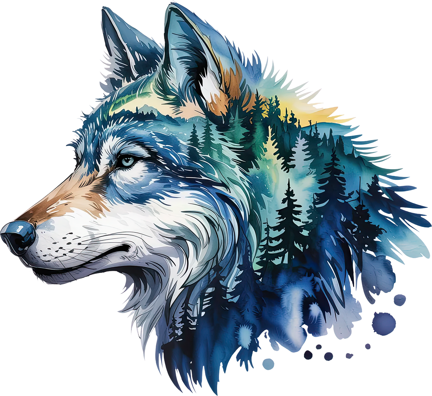 DTF Transfer – CU Wolf Water Color Multi Sizes
