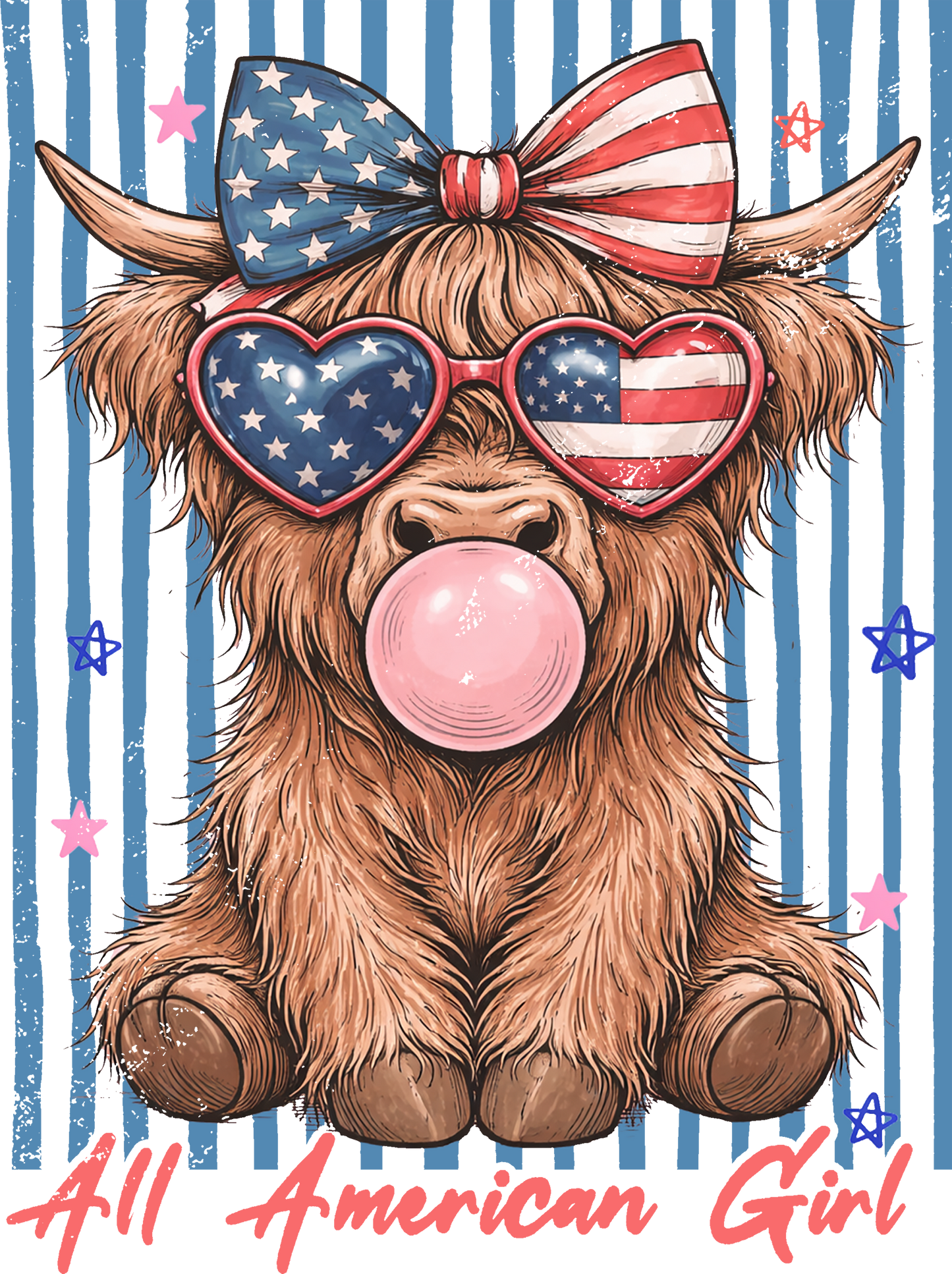 DTF Transfer – All American Cow Multi Sizes (CW-HC005)