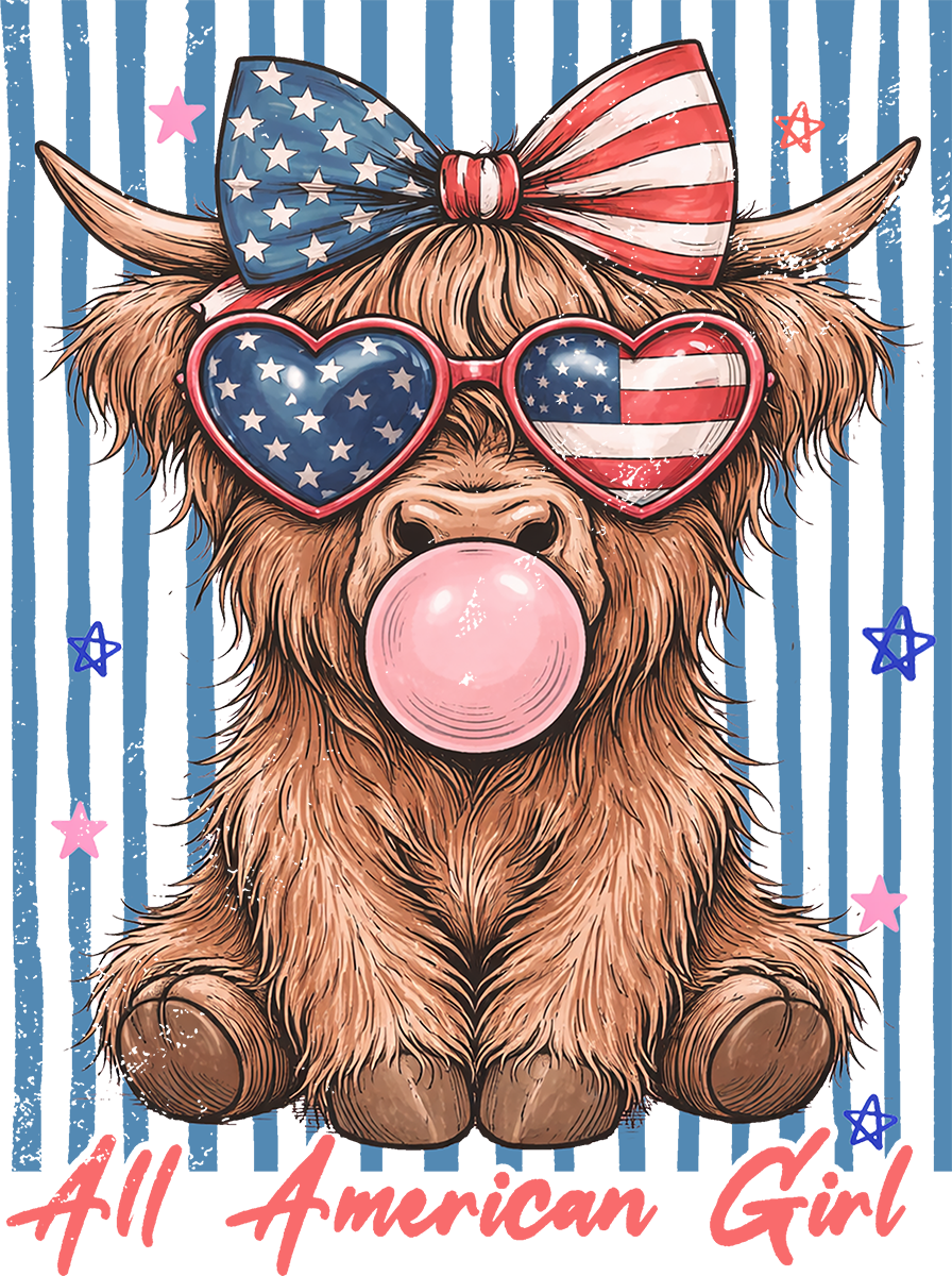 DTF Transfer – All American Cow Multi Sizes (CW-HC005)