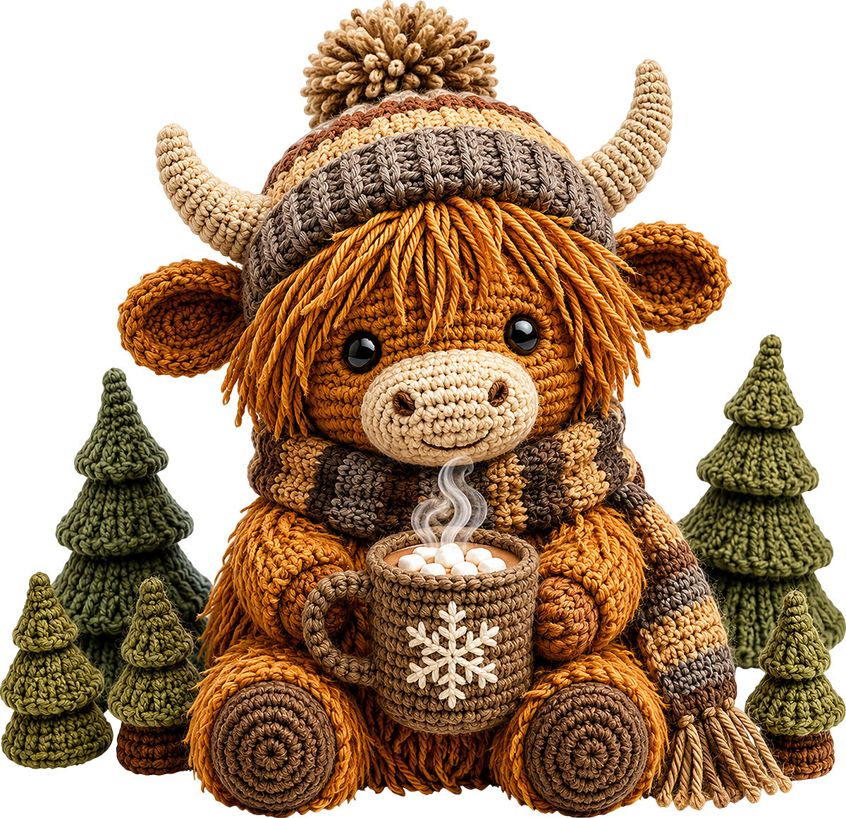 DTF Transfer – Winter Crochet H Cow A Multi Sizes (CW-HC011)
