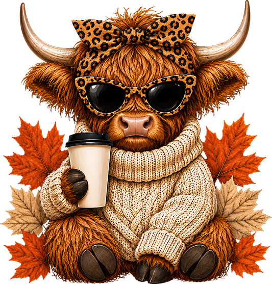 DTF Transfer – Cow Fall Coffee A Multi Sizes (CW-HC014)