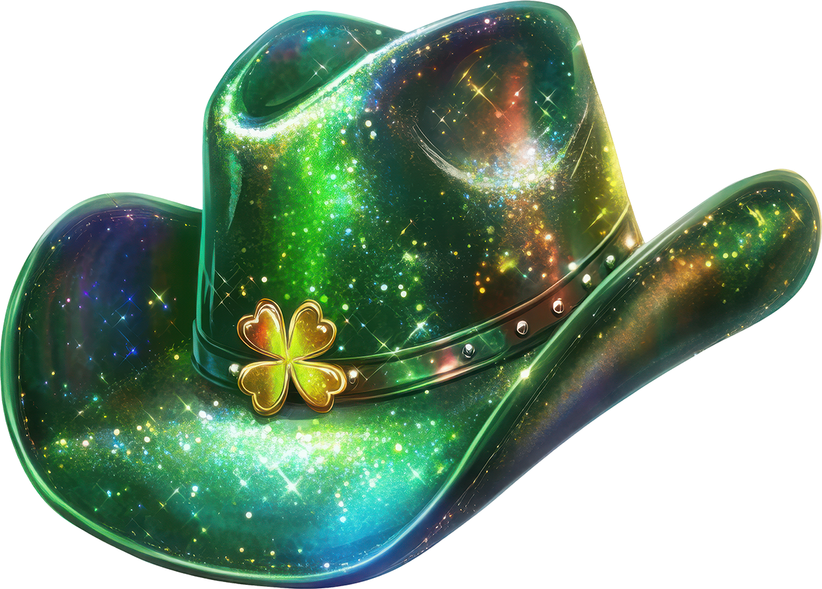 DTF Transfer – CW Green Glitter Hat Multi Sizes