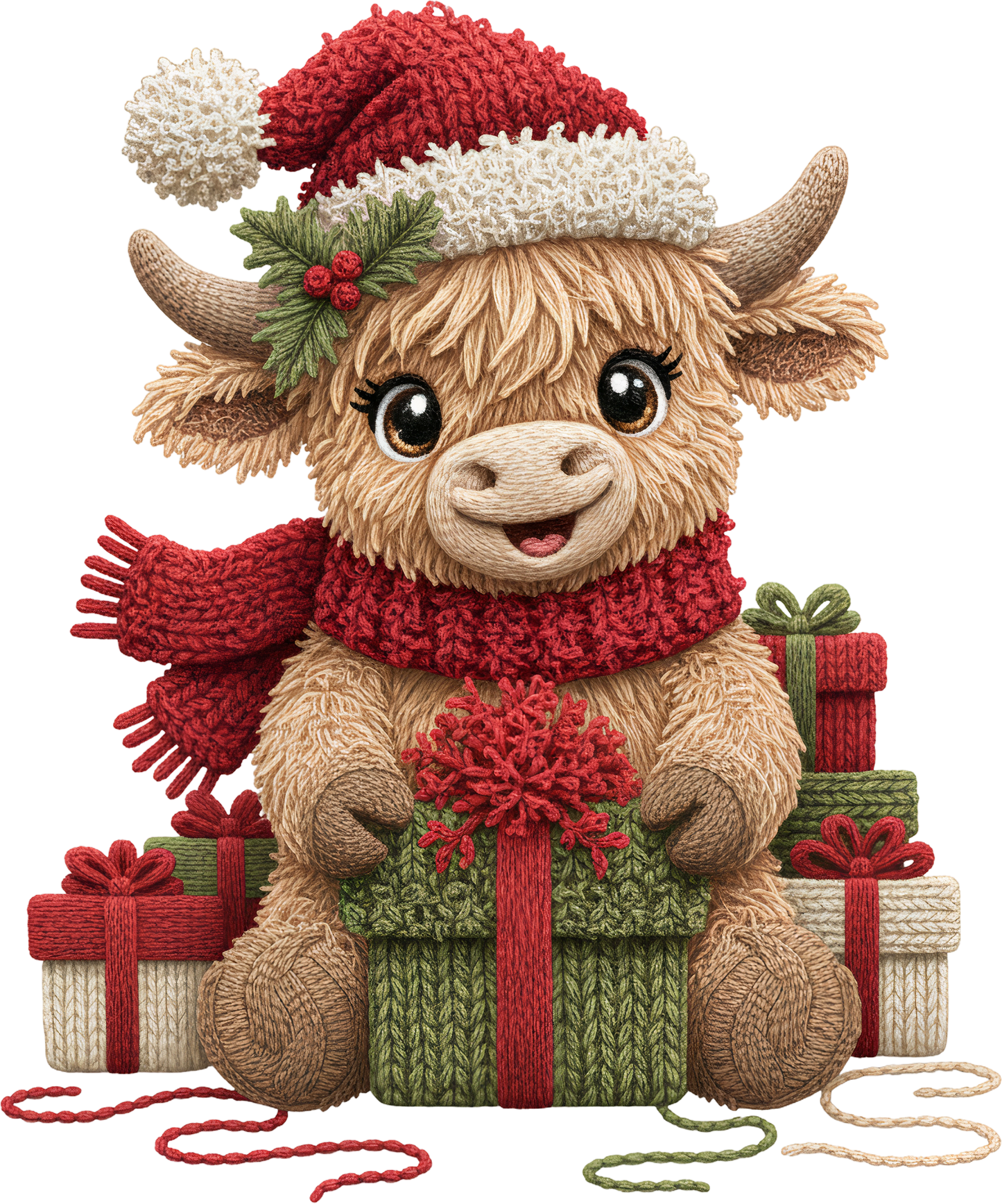 DTF Transfer – Yarn Highland Cow Presents Multi Sizes (CM-CW003)