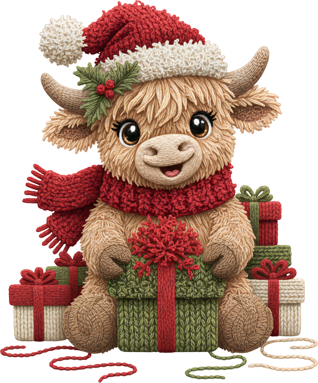 DTF Transfer – Yarn Highland Cow Presents Multi Sizes