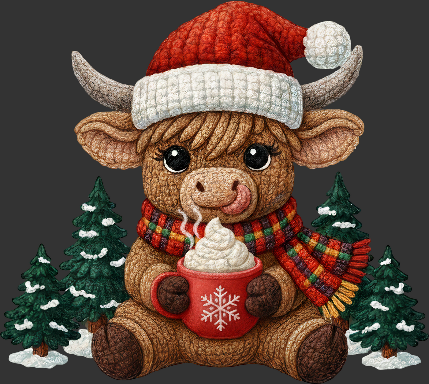 DTF Transfer –  Yarn Cow Hot Cocoa  Multi Sizes