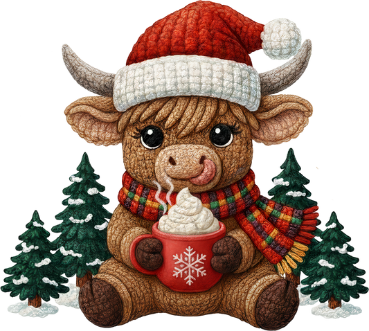 DTF Transfer –  Yarn Cow Hot Cocoa  Multi Sizes