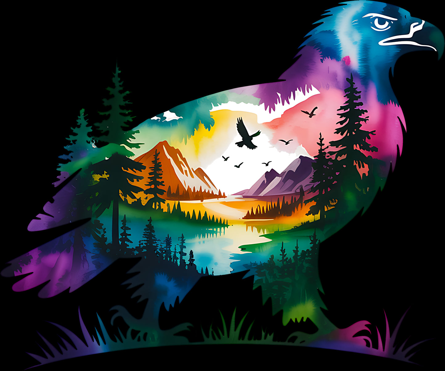 DTF Transfer – DA Eagle Water Color Multi Sizes
