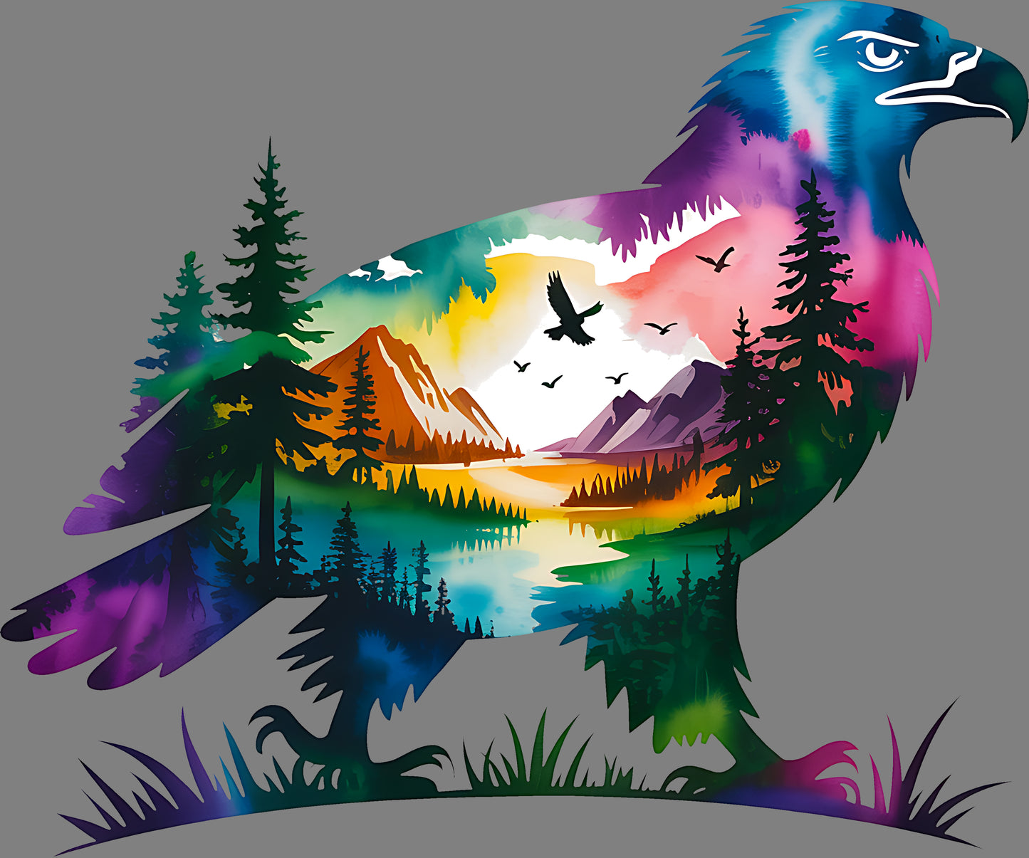 DTF Transfer – DA Eagle Water Color Multi Sizes