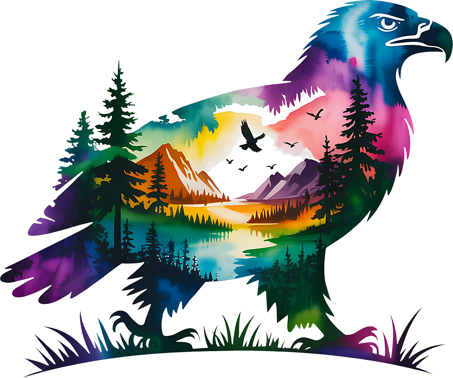 DTF Transfer – DA Eagle Water Color Multi Sizes