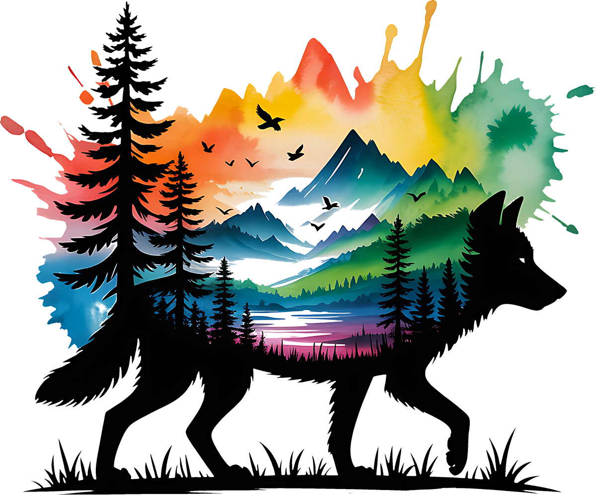 DTF Transfer – Wolf Water Color Multi Sizes (AN-WL001)