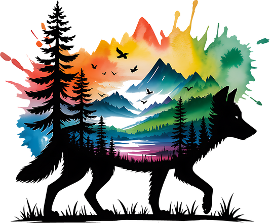 DTF Transfer – Wolf Water Color Multi Sizes (AN-WL001)