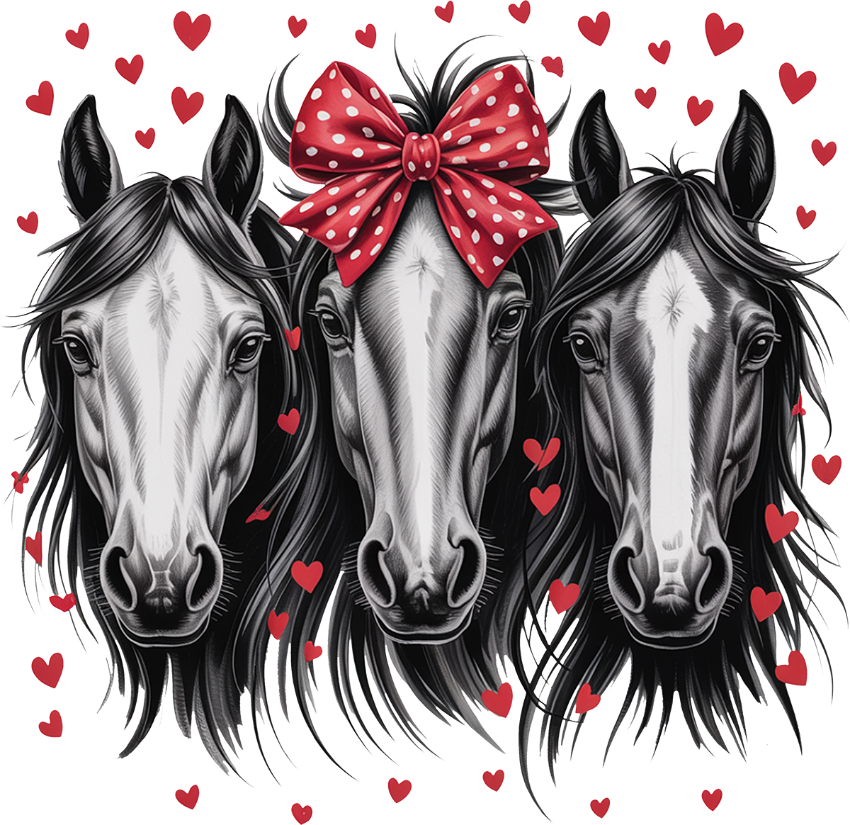 DTF Transfer – Horses Hearts Multi Sizes (AN-HR003)