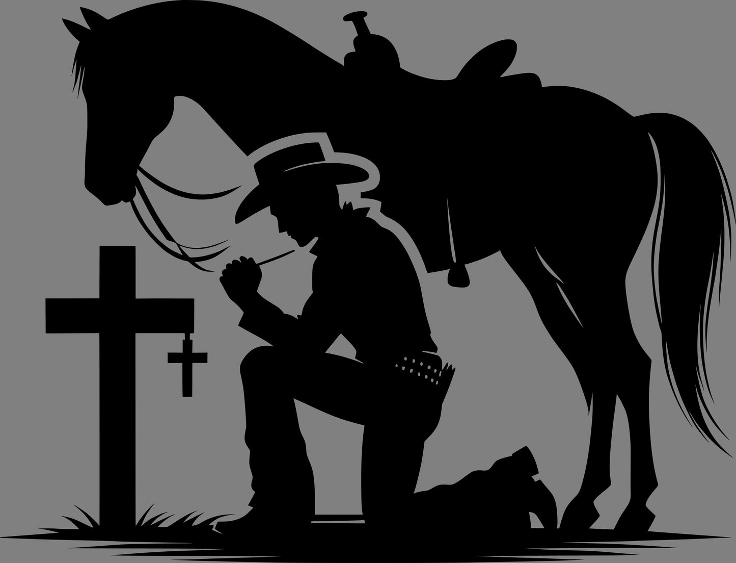 DTF Transfer – Cowboy Praying Multi Sizes (CO-CB001)