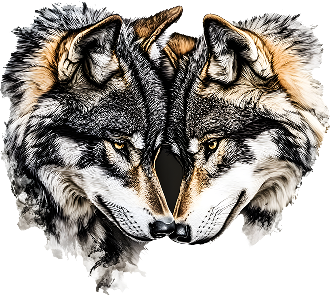 DTF Transfer – Wolf Couple Multi Sizes (AN-WL002)