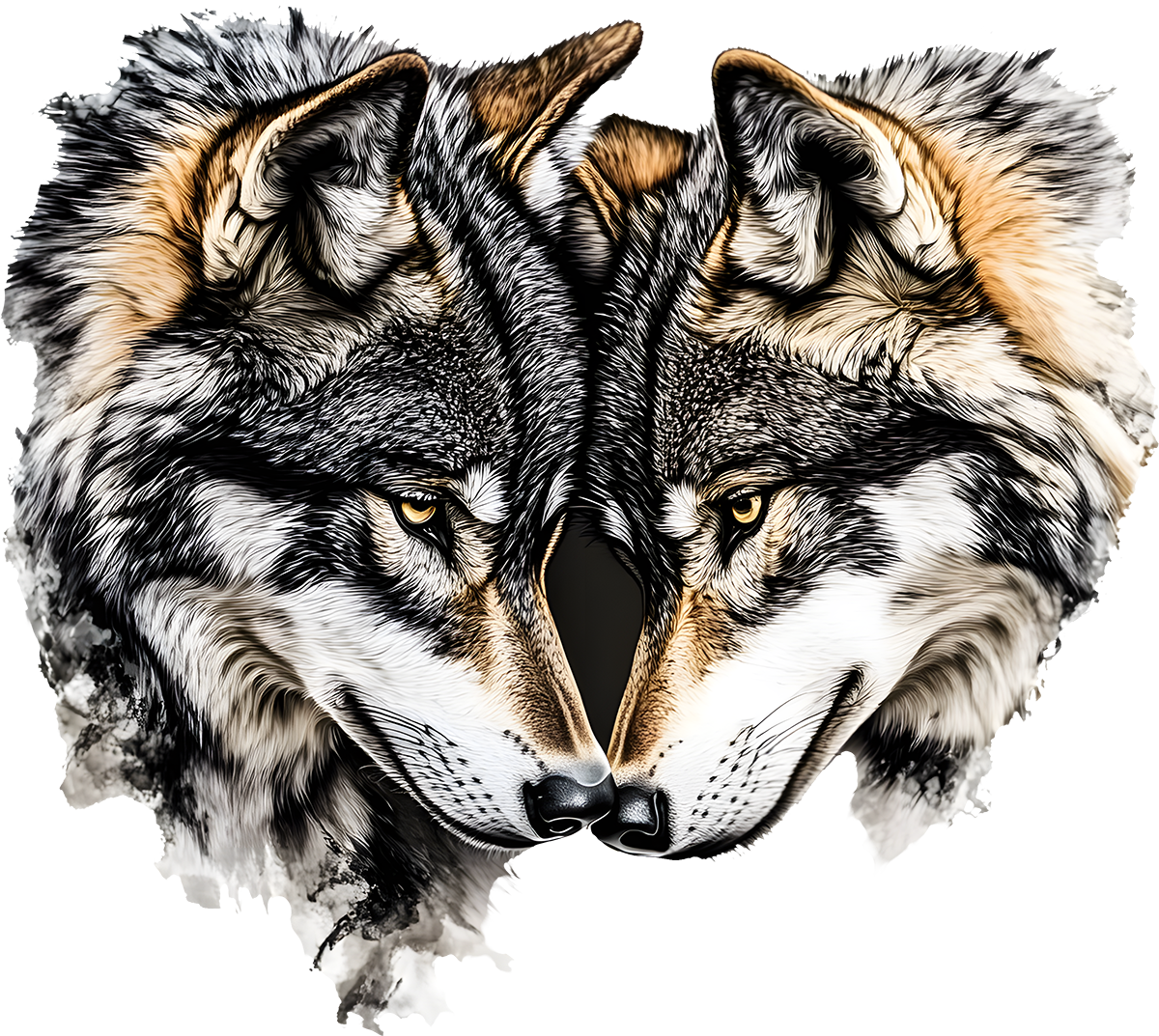 DTF Transfer – Wolf Couple Multi Sizes (AN-WL002)