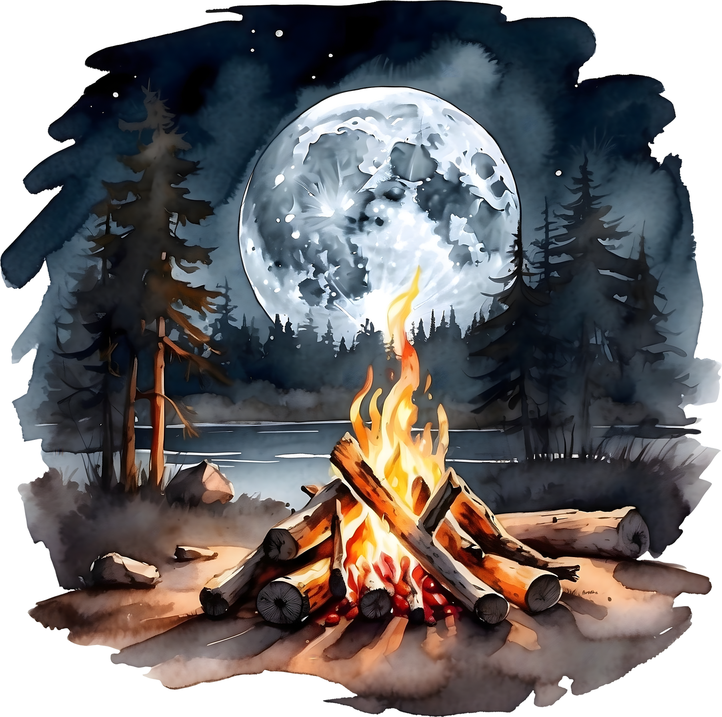 DTF Transfer – Camp Fire Moon Multi Sizes MN_SC001