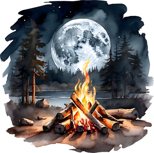 DTF Transfer – Camp Fire Moon Multi Sizes MN_SC001