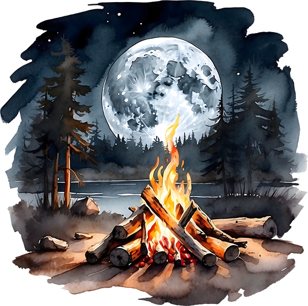DTF Transfer – Camp Fire Moon Multi Sizes MN_SC001