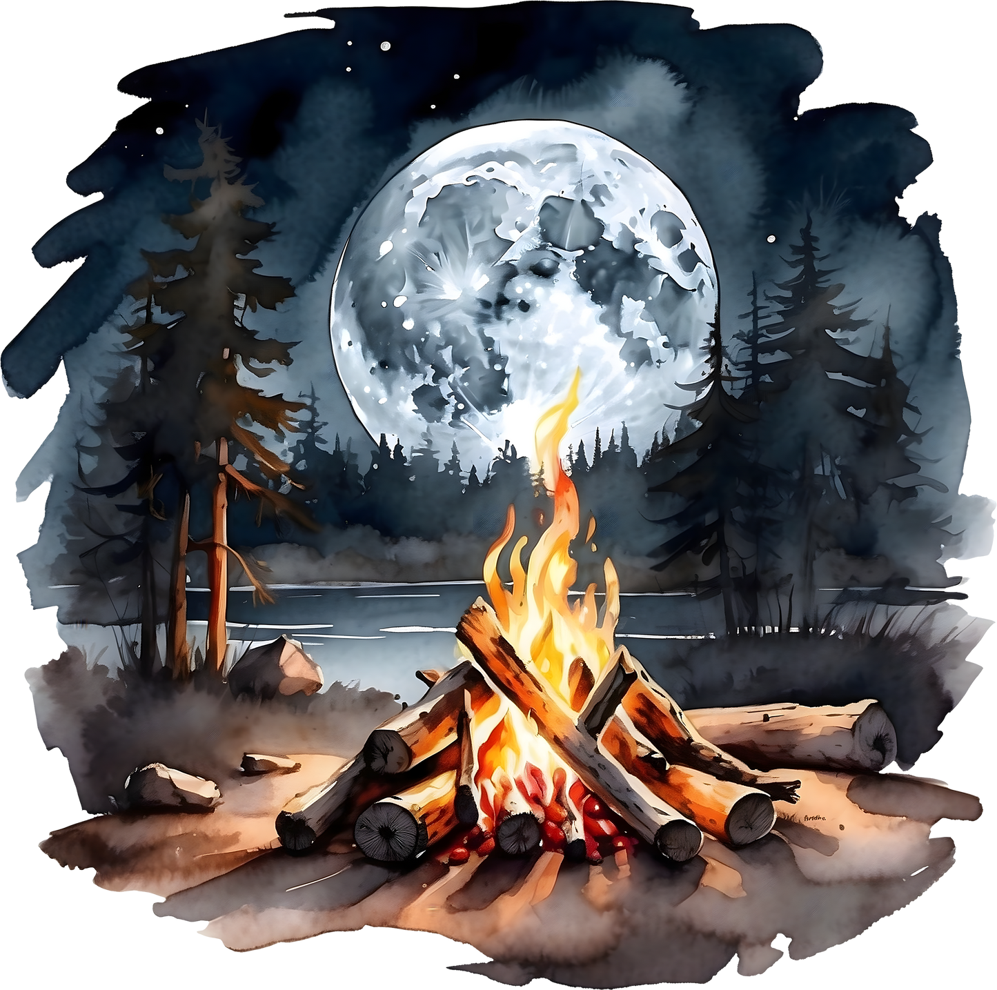 DTF Transfer – Camp Fire Moon Multi Sizes MN_SC001