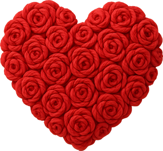 DTF Transfer – DP Yarn Rose Heart Multi Sizes