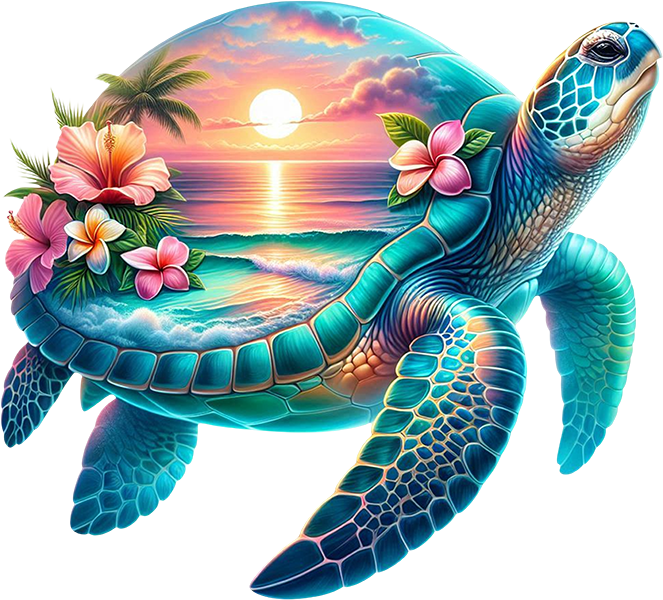 DTF Transfer – DS Sunset Turtle B Multi Sizes