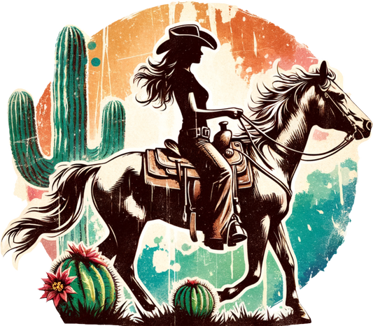 DTF Transfer – Cowgirl Horse Multi Sizes (CO-CG002)