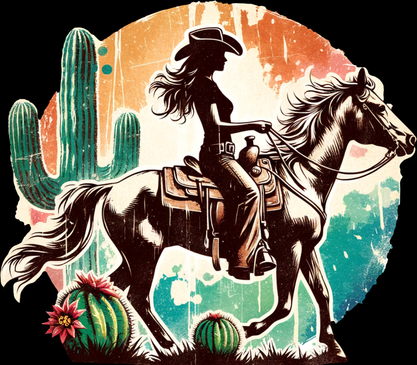 DTF Transfer – Cowgirl Horse Multi Sizes (CO-CG002)