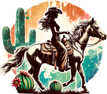 Load image into Gallery viewer, DTF Transfer – DU Cowgirl Horse Multi Sizes
