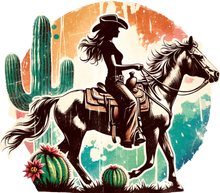 Load image into Gallery viewer, DTF Transfer – DU Cowgirl Horse Multi Sizes

