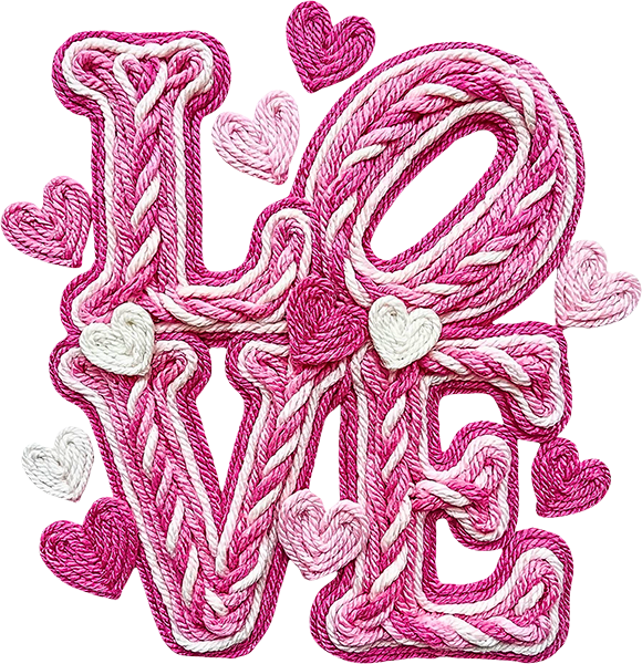 DTF Transfer – DY Yarn Love 01 Multi Sizes