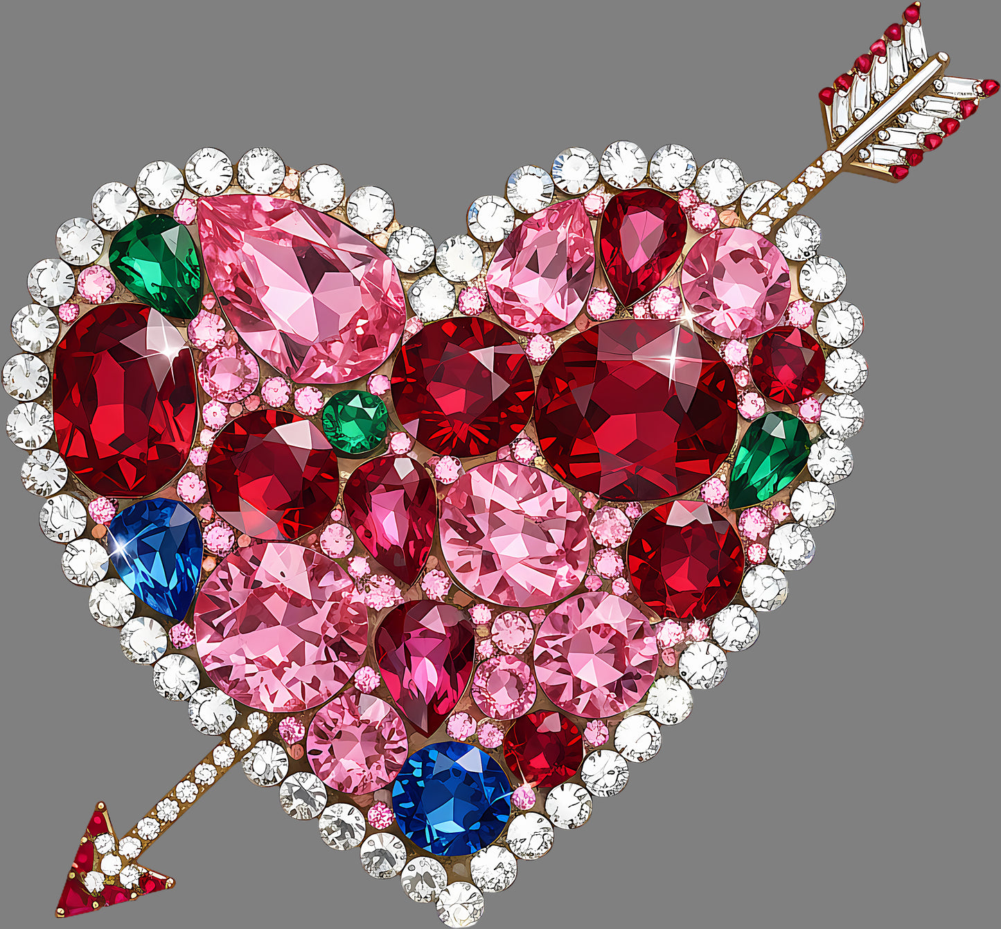 DTF Transfer – EB Gem Arrow Heart Multi Sizes