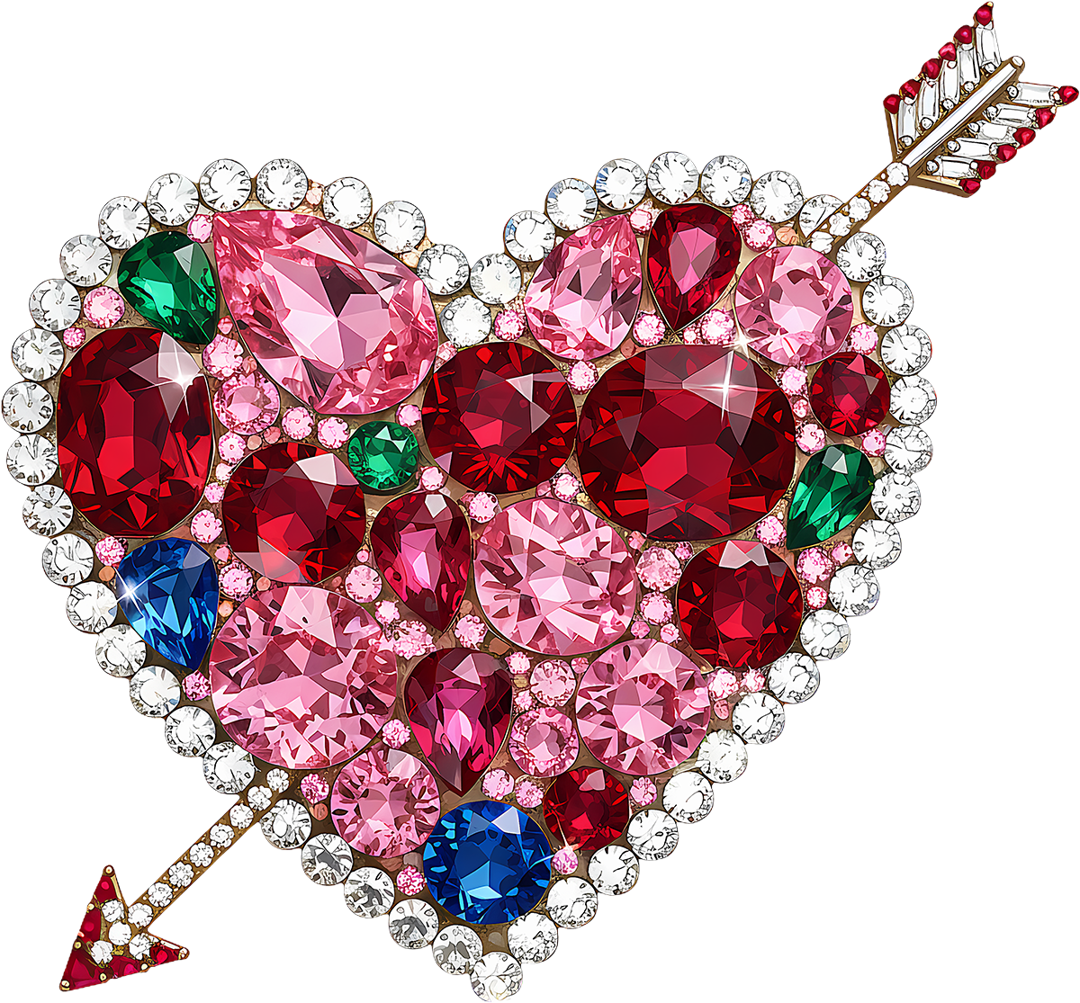 DTF Transfer – EB Gem Arrow Heart Multi Sizes
