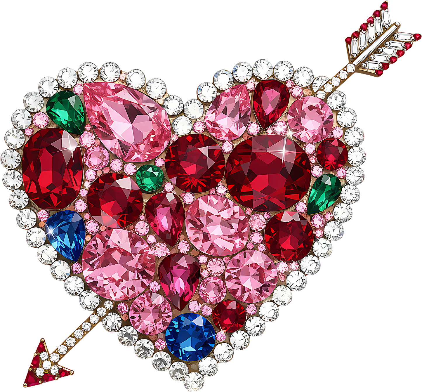 DTF Transfer – EB Gem Arrow Heart Multi Sizes