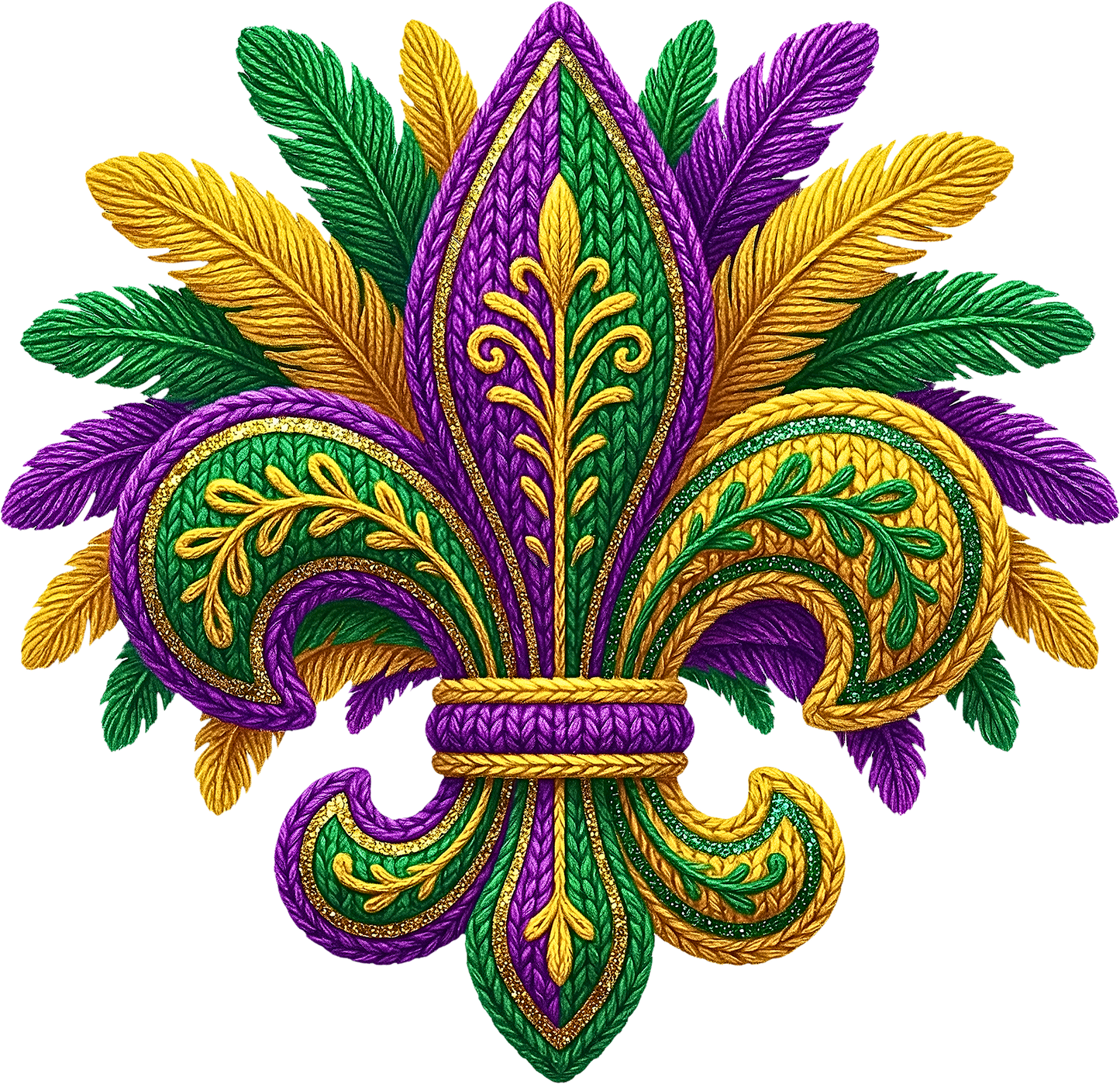 DTF Transfer – ED Yarn Mardi Gras Multi Sizes