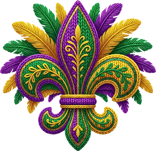 DTF Transfer – ED Yarn Mardi Gras Multi Sizes