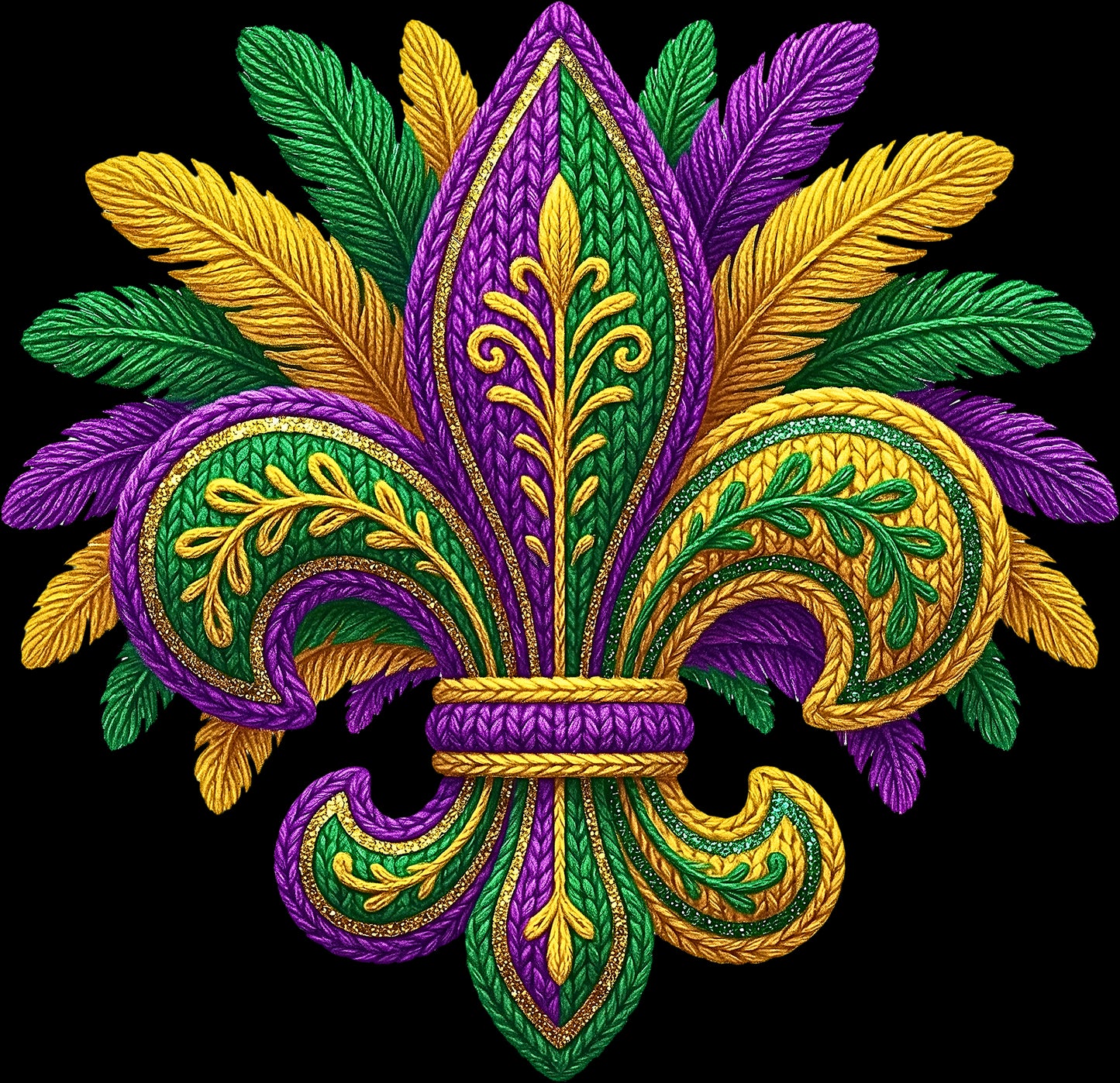 DTF Transfer – ED Yarn Mardi Gras Multi Sizes