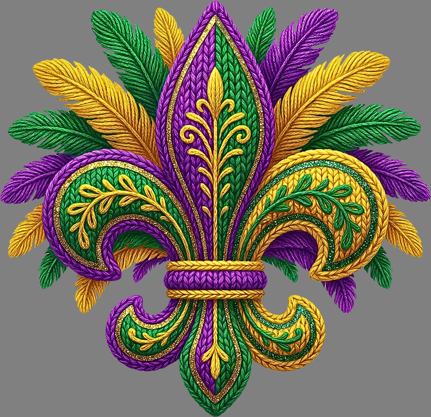 DTF Transfer – ED Yarn Mardi Gras Multi Sizes
