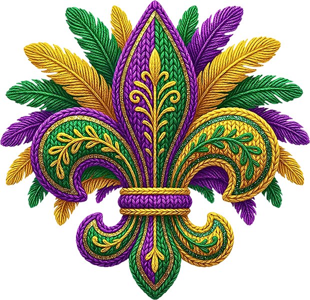 DTF Transfer – ED Yarn Mardi Gras Multi Sizes