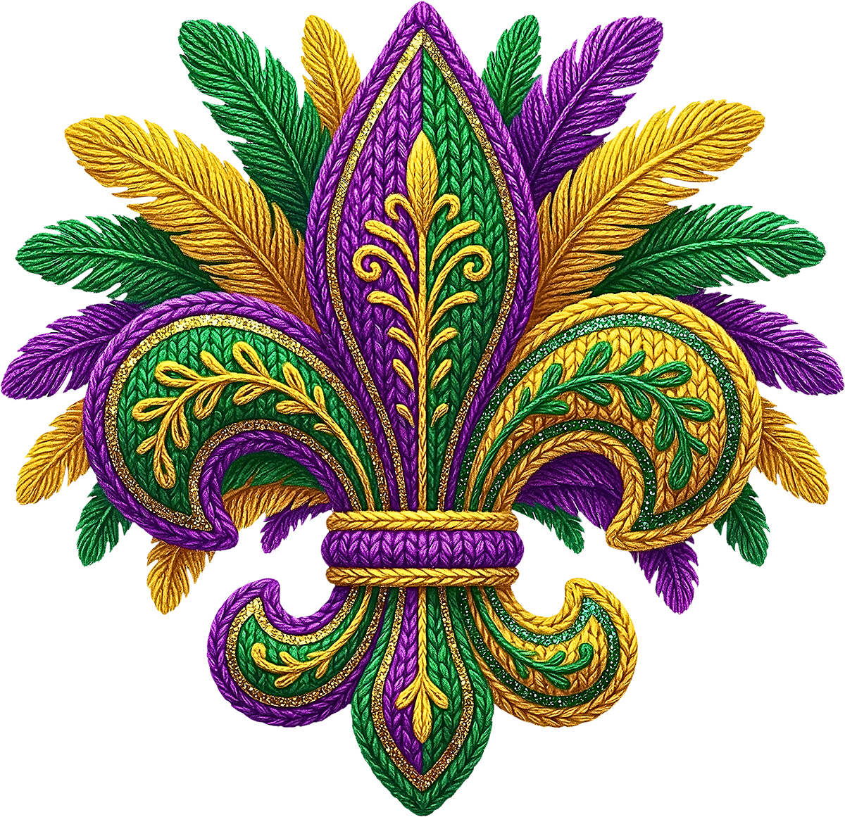 DTF Transfer – ED Yarn Mardi Gras Multi Sizes