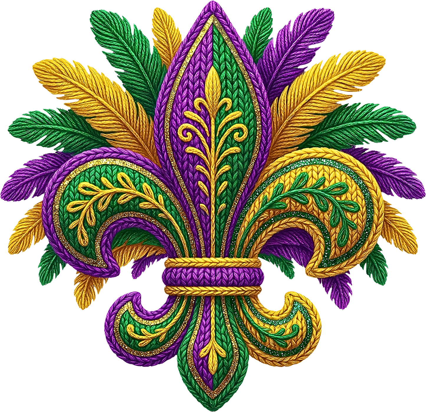 DTF Transfer – ED Yarn Mardi Gras Multi Sizes